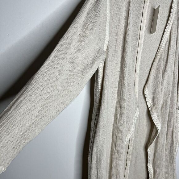 Soft Surroundings Open Front Textured Cardigan Womens Medium Beige Cotton Knit - Picture 5 of 14